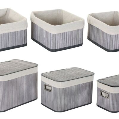 CESTINO SET 6 BAMBOO POLIESTERE 51X35X33 GRIGIO DC191955