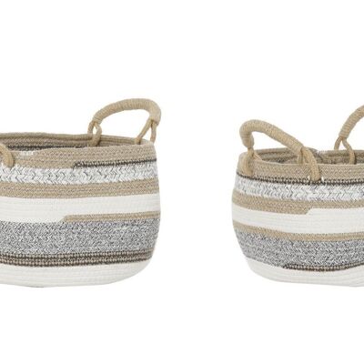 BASKET SET 2 COTTON JUTE 30X30X20 GRAY DC192259