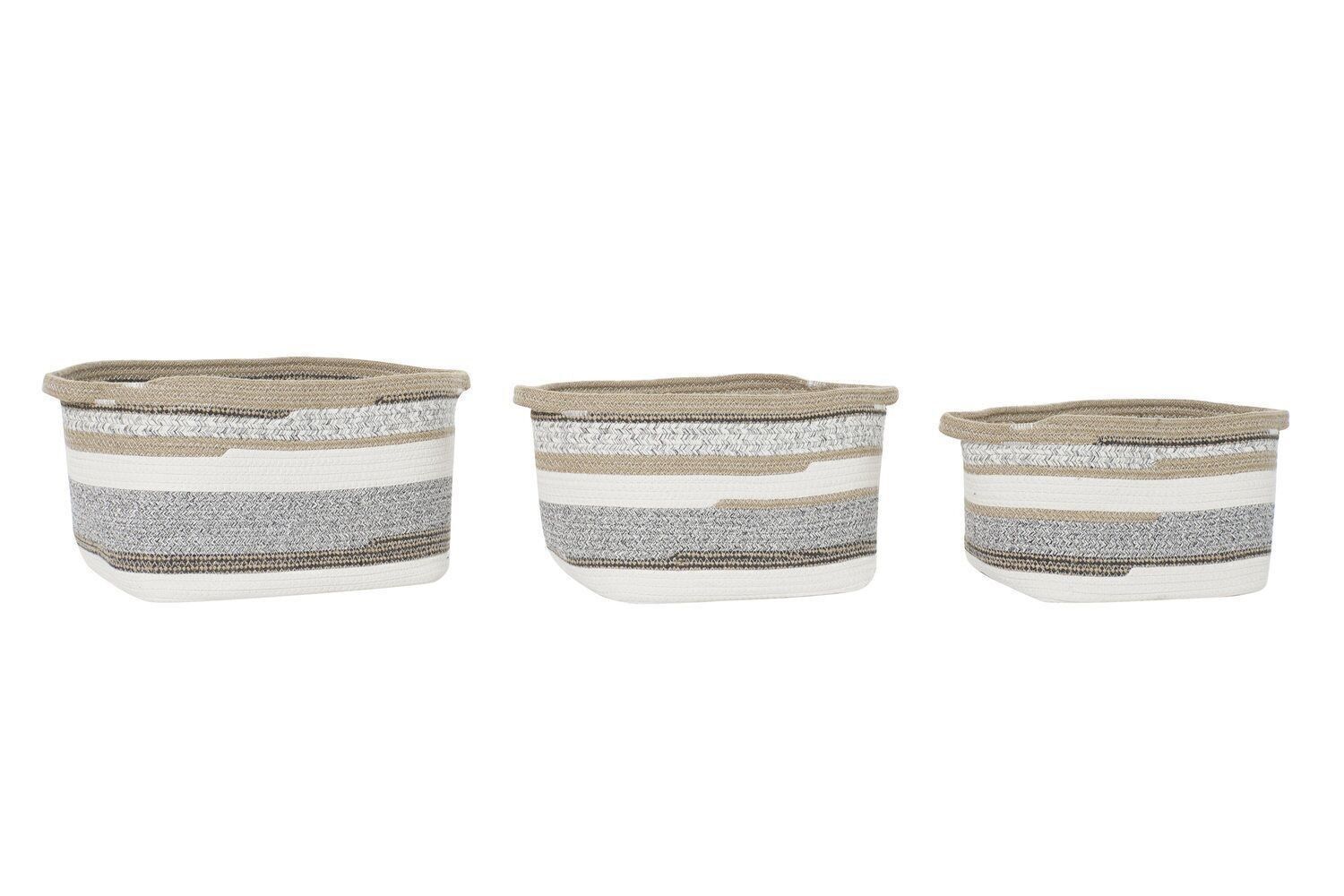 KORBSET 3 BAUMWOLLJUTE 36X30X24 GRAU DC192260