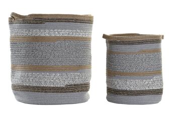 PANIER SET 2 COTON JUTE 40X40X45 27X37 GRIS DC192273 1