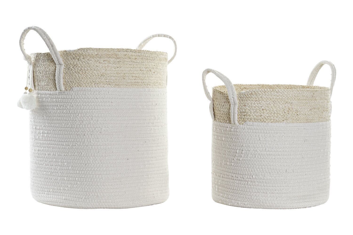 CESTA SET 2 ALGODON FIBRA MAIZ 38X38X42 BLANCO DC192282