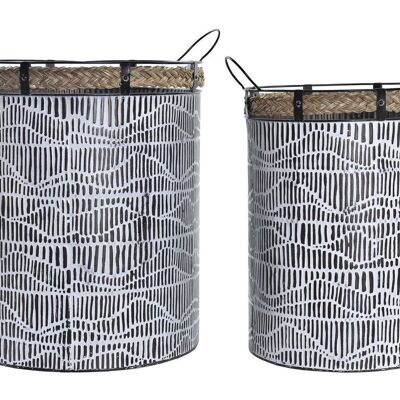 CESTA SET 2 HIERRO CUERDA 52X42X58 BLANCO DC192741