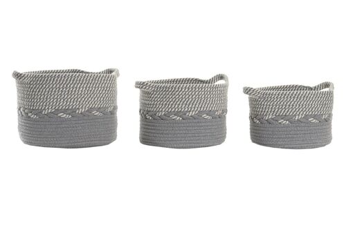 CESTA SET 3 ALGODON 28X28X21 GRIS DC194264