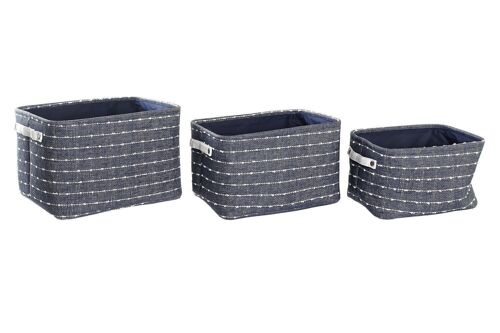 CESTA SET 3 POLIESTER 38X28X25 AZUL MARINO DC194291