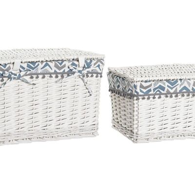 BASKET SET 2 WICKER POLYESTER 45X35X30 WHITE DC194305