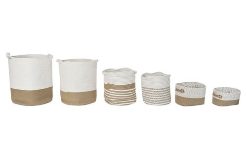 CESTA SET 6 ALGODON YUTE 45X45X54 BLANCO DC194449