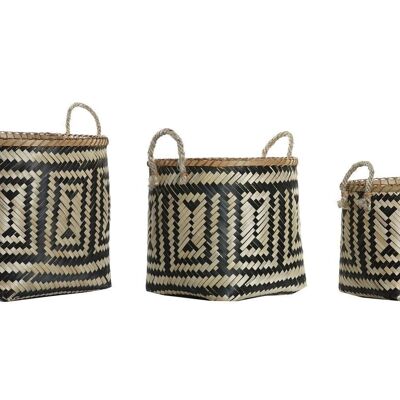 CESTA SET 3 BAMBU POLIESTER 37X34X28,5 NEGRO DC194935