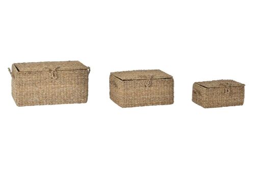 CESTA SET 3 SEAGRASS HIERRO 50X34X25 NATURAL DC194945