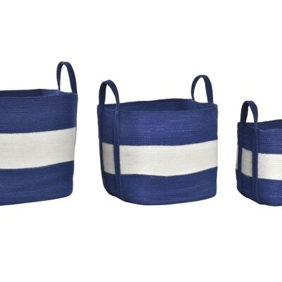 BASKET SET 3 JUTE 40X32X40 NAVY BLUE DC194948