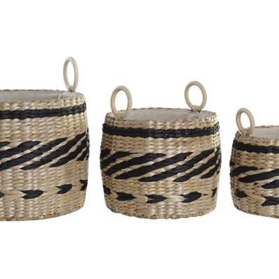 CESTA SET 3 FIBRA POLIESTER 30X30X25 NATURAL DC195684