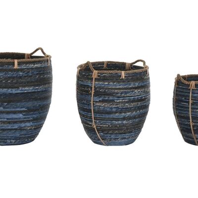 BASKET SET 3 RATTAN 56X56X60 NAVY BLUE DC196241