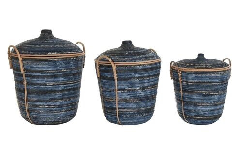 CESTA SET 3 RATAN 51X51X65 AZUL DC196244