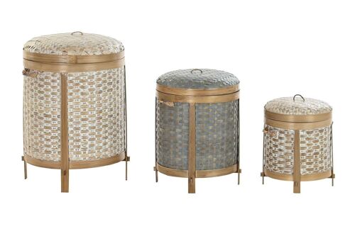 CESTA SET 3 BAMBU 31X31X44 DECAPE BLANCO DC199081