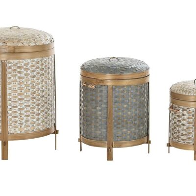 CESTA SET 3 BAMBU 31X31X44 DECAPE BLANCO DC199081