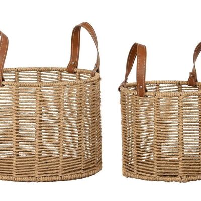 BASKET SET 2 METAL ROPE 32X32X39 BROWN DC199195