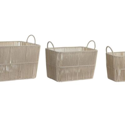 CESTA SET 3 ALGODON METAL 39X29X31 BEIGE DC202050