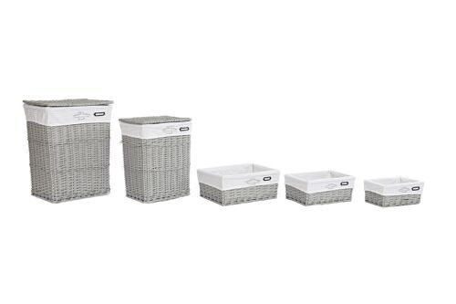 CESTA ROPA SET 5 MIMBRE POLIESTER 44X34X56 GRIS DC202352