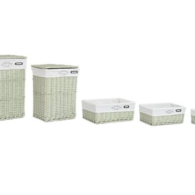 PANIER A LINGE SET 5 OSIER POLYESTER 44X34X56 VERT DC202353