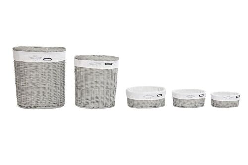 CESTA ROPA SET 5 MIMBRE POLIESTER 52X38X57 GRIS DC202355