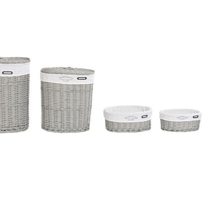 PANIER A LINGE SET 5 OSIER POLYESTER 52X38X57 GRIS DC202355