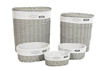 PANIER A LINGE SET 5 OSIER POLYESTER 52X38X57 GRIS DC202355 4