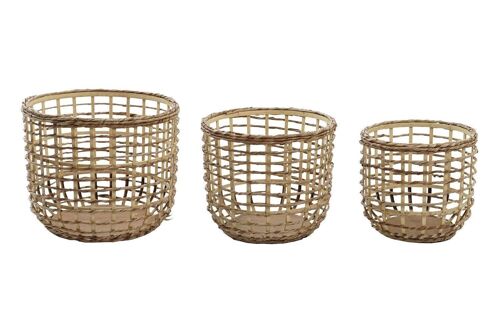 CESTA SET 3 FIBRA MAIZ 39X39X32 NATURAL MARRON DC203084