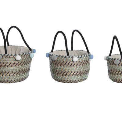 PANIER SET 3 POLYESTER GOURMET 43X43X43 POMPONS DC204065