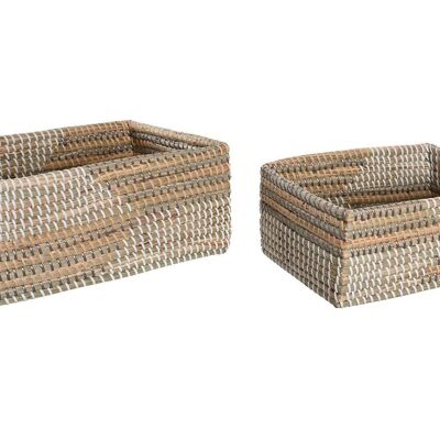 BASKET SET 2 SEAGRASS 38X28X16 YELLOW DC205056