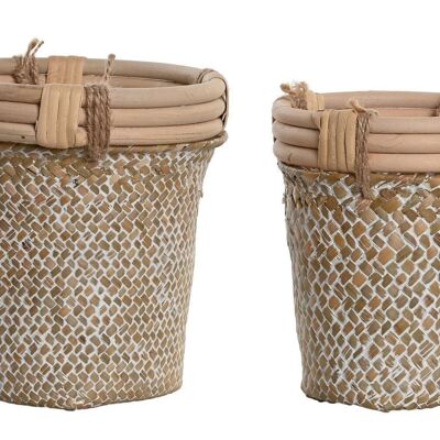 BASKET SET 2 RATTAN STRAW 16X16X16 DECAPE NATURAL DC205450