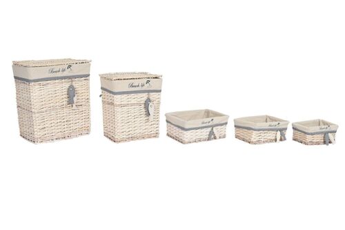 CESTA SET 5 POLIESTER ALGODON 47X35X56 PECES BEIGE DC206143