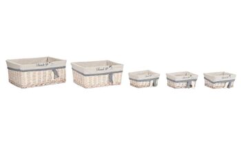 PANIER SET 5 POLYESTER COTON 48X38X13 POISSON BEIGE DC206145 1