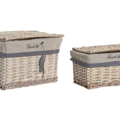 BASKET SET 2 POLYESTER COTTON 37X25X24 FISH BEIGE DC206146