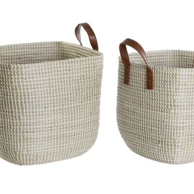 CESTA SET 2 SEAGRASS PU 38X38X35 NATURAL DC207562