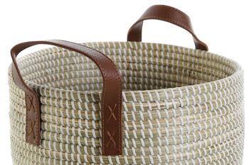 PANIER SET 2 HERBE MER PU 41X41X29 NATUREL DC207564 2