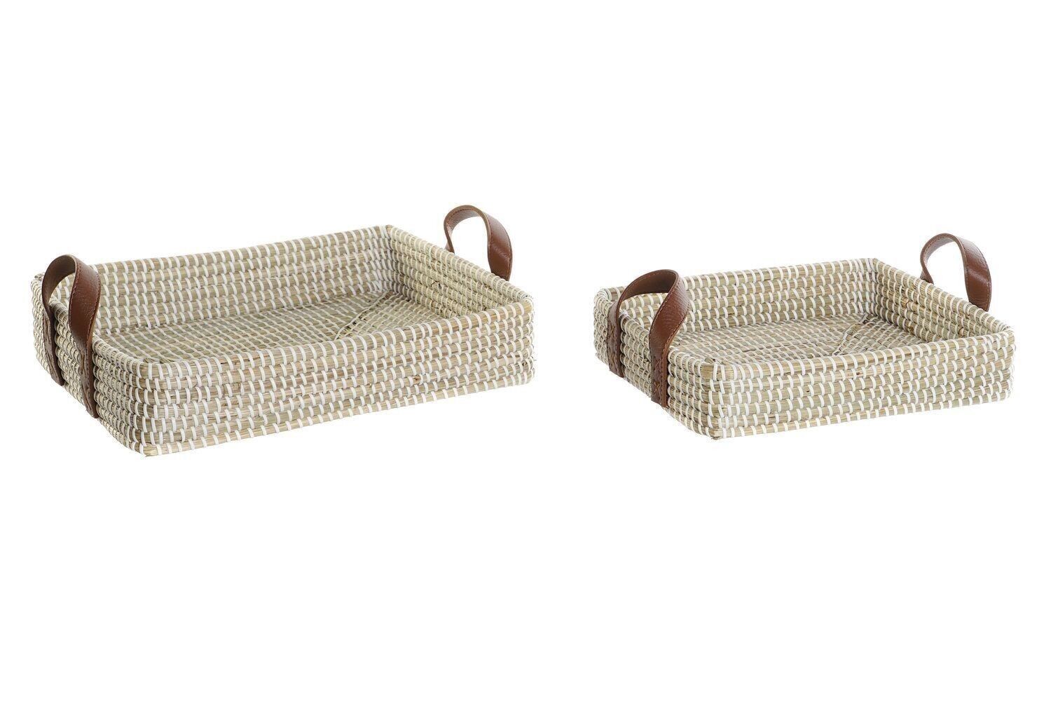 DECORATION TRAY SET 2 SEAGRASS PU 41X32X9 DC207565