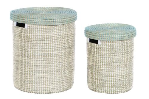 CESTA SET 2 SEAGRASS 44X44X51 TAPA NATURAL DC207568