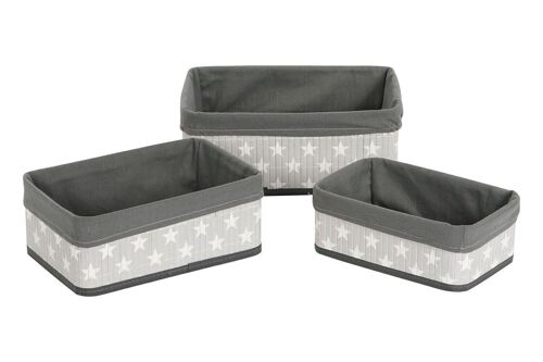 CESTA SET 3 BAMBU POLIESTER 35X25X14 ESTRELLAS DC207639