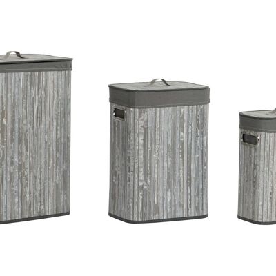 PANIER A LINGE SET 3 BAMBOU POLYESTER 40X30X60 GRIS DC207643