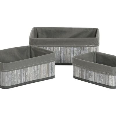CESTINO SET 3 BAMBOO POLIESTERE 35X25X14 GRIGIO DC207644