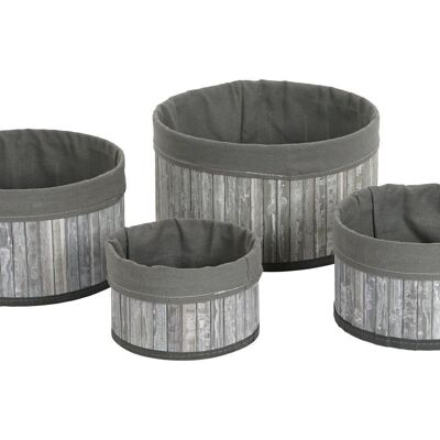 BASKET SET 4 BAMBOO POLYESTER 30X30X17 GRAY DC207647