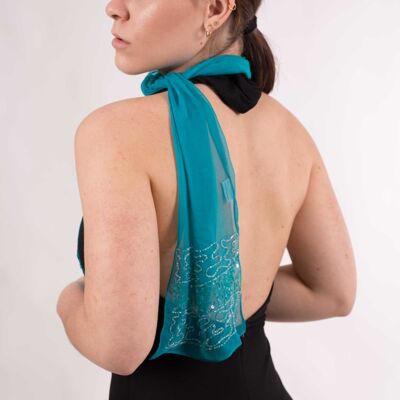 Silk Georgette scarf with rhinestones