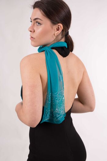 Foulard en georgette de soie avec strass 1