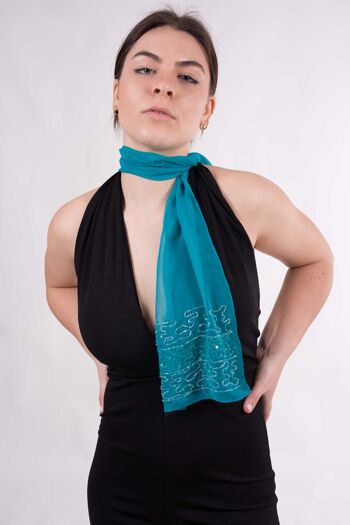 Foulard en georgette de soie avec strass 3