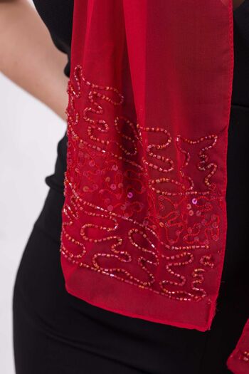 Foulard en georgette de soie avec strass 6