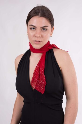 Foulard en georgette de soie avec strass 7