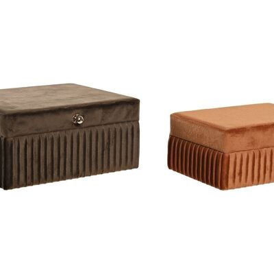 COFANETTO SET 2 MDF VELLUTO 23X18X10,5 ARANCIO JO200016