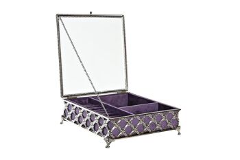 BOITE A BIJOUX METAL VERRE 22X22X7 LILAS JO200022 1