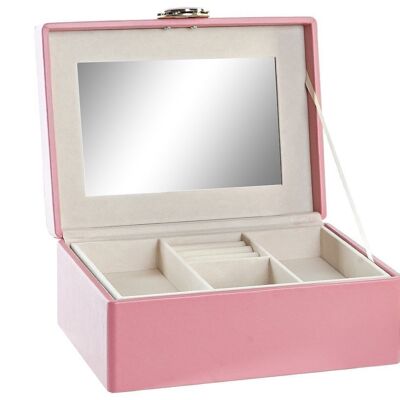 BOITE A BIJOUX PU MDF 23X17X10 ROSE JO200624