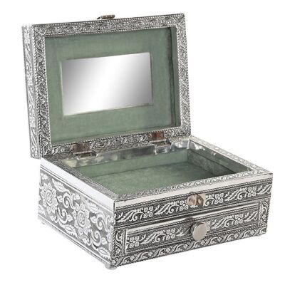 PORTAGIOIE LEGNO ALLUMINIO 17,5X13X8 CHAKRA ARGENTO JO201080