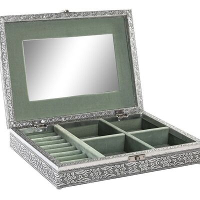 PORTAGIOIELLI IN LEGNO ALLUMINIO 28X20X5 CHAKRA ARGENTO JO201086